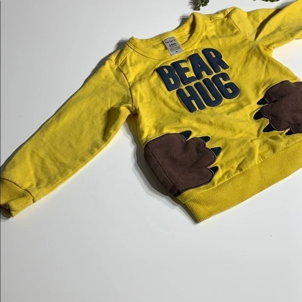 Carter’s Bear Hug Double Pocket Sweatshirt yellow pullover toddlers 24 M